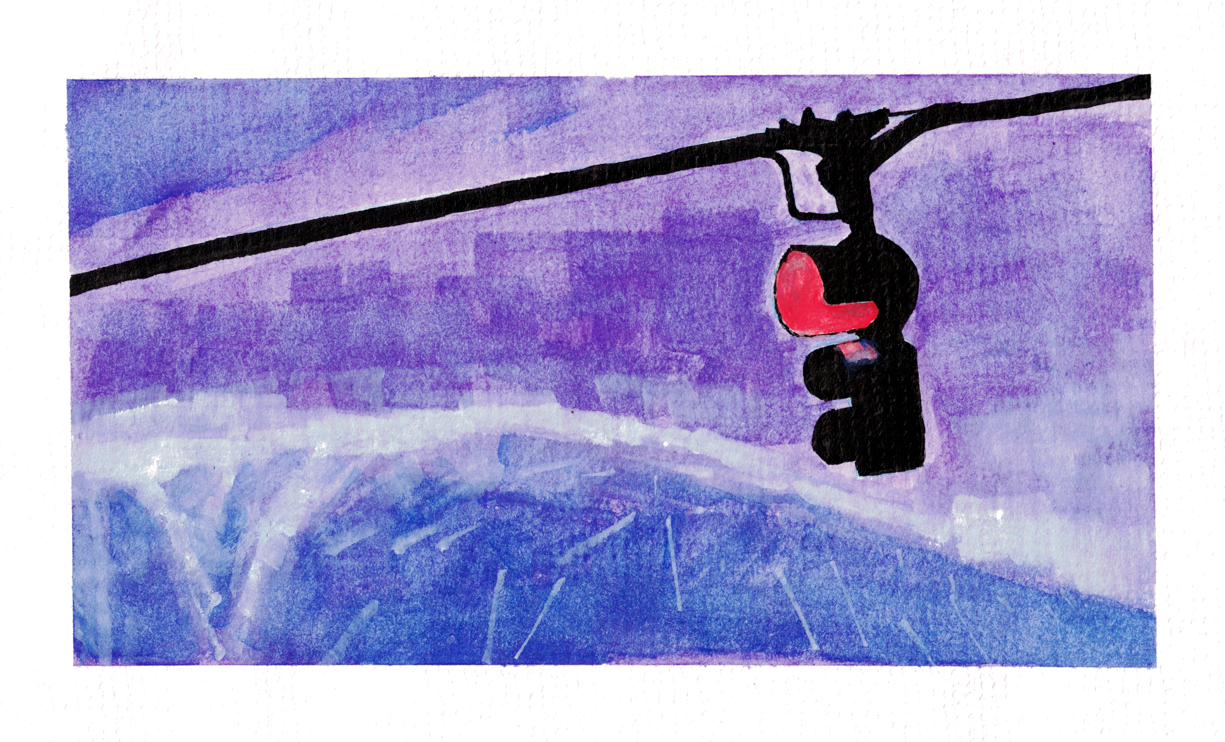 Gouache painting of a random traffic light