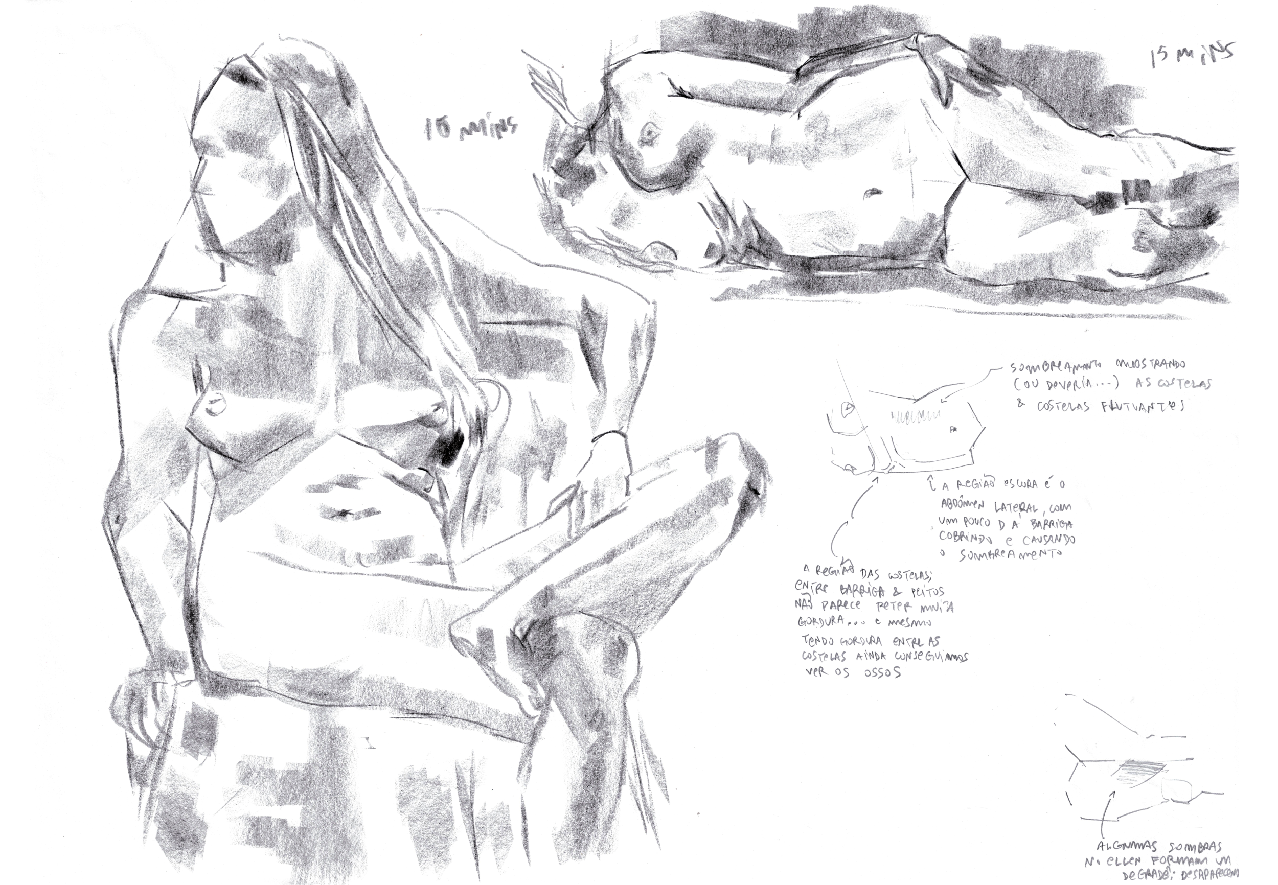 Auckland CBD life Drawing. Graphite sticks.