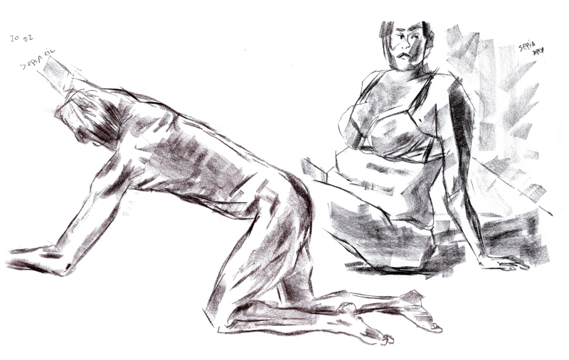 Auckland CBD Life Drawing sketches. Graphite sticks.