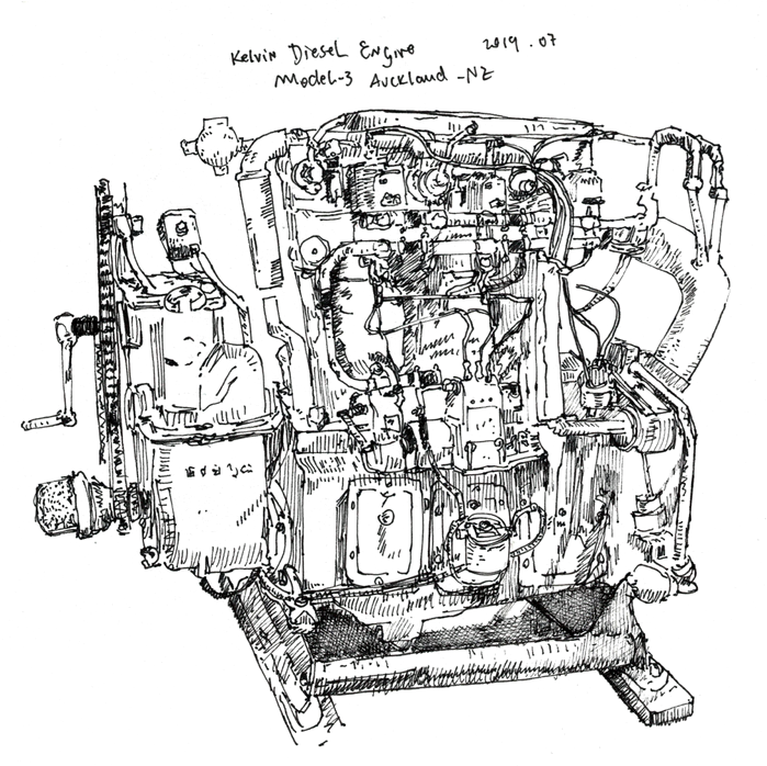 Diesel engine from Auckland Maritime Museum. Fine liner.