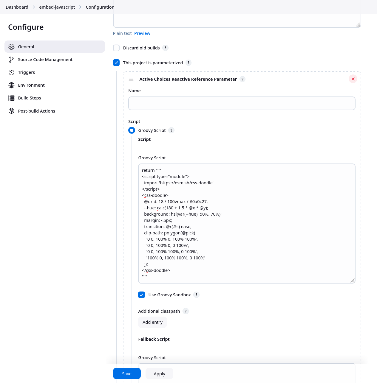 Job configuration Job configuration